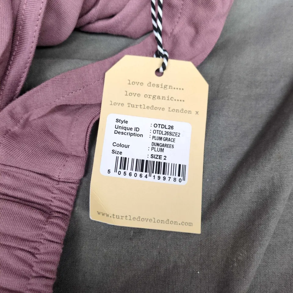 TURTLEDOVE LONDON PLUM GRACE DUNGAREES - SIZE 2
