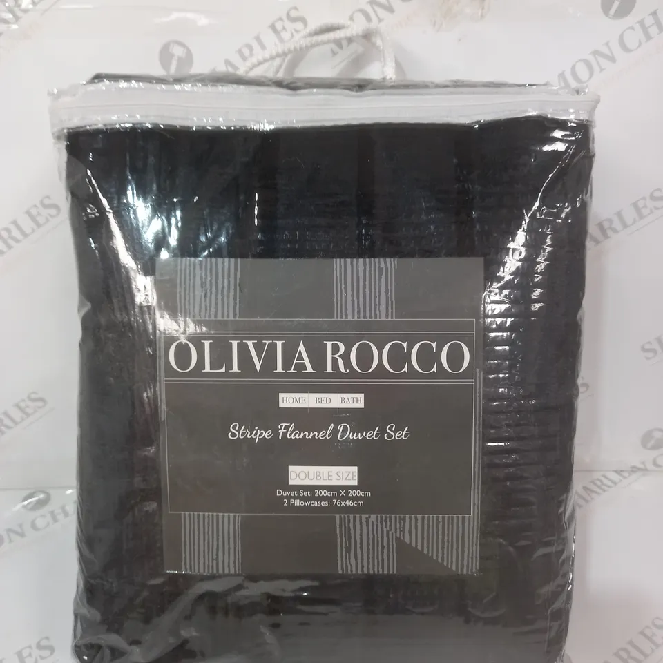 OLIVIA ROCCO STRIPE FLANNEL DUVET SET - DOUBLE SIZE