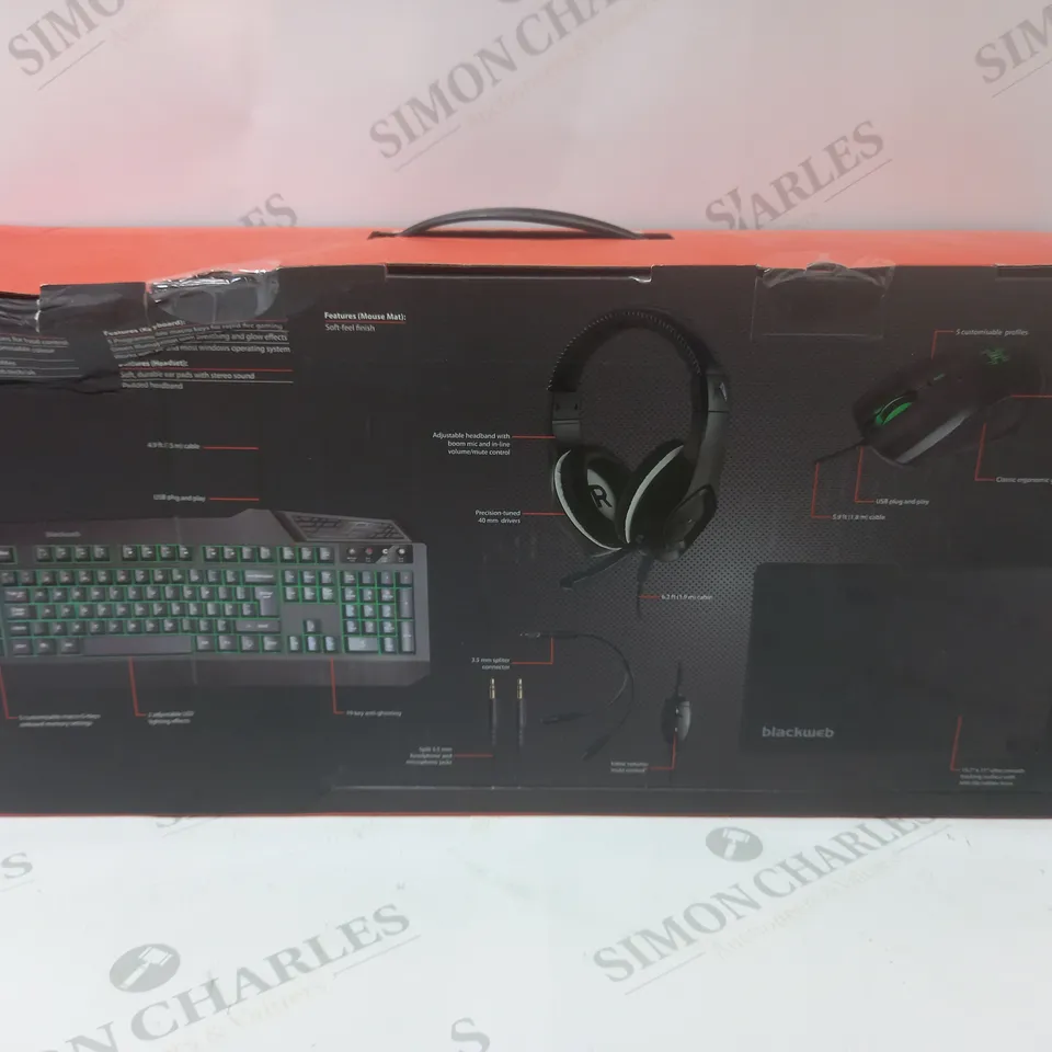 BRAND NEW BOXED BLACKWEB 4 IN 1 GAMING KIT INCLUDING KEYBOARD, MOUSE AND HEADSET
