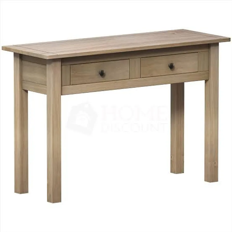 BOXED PANAMA CONSOLE TABLE 2 DRAWER NATURAL OAK HALLWAY SOLID PINE