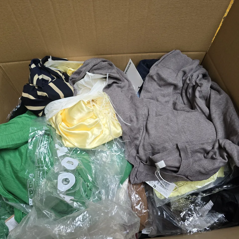 BOX OF APROX 20 ASSORTED  ITEMS OF CLOTHING IN VARIOUS SIZES, COLOURS AND STYLES - COLLECTION ONLY 