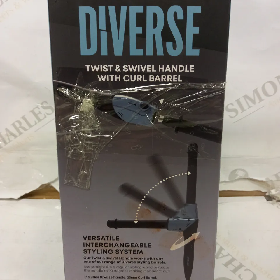 BOXED REVAMP DIVERSE TWIST & SWIVEL HANDLE WITH CURL BARREL TO-2000-EU, IN BUDLE WITH 38MM BIG TONG AND 19-32MM REVERSE WAVES & CURL BARREL