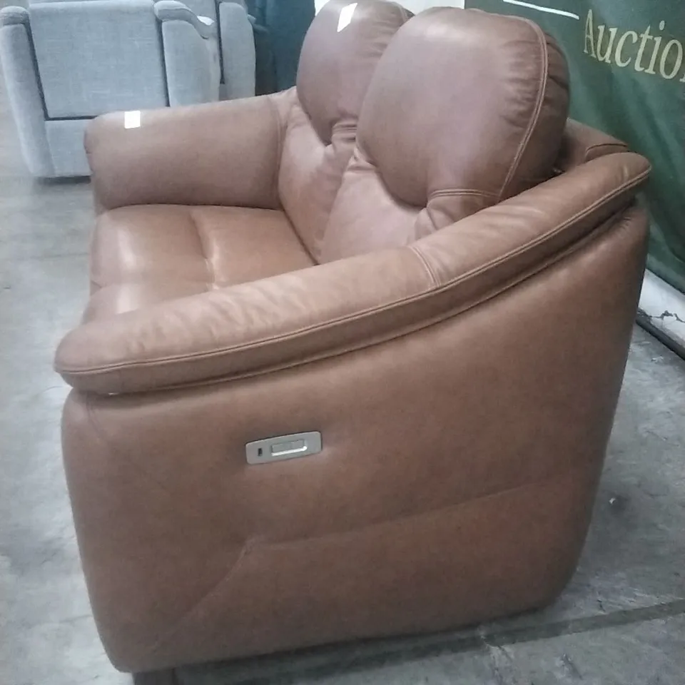 QUALITY G-PLAN BRITISH MADE HARDWOOD FRAMED JACKSON TWO SEATER DALLAS TAN LEATHER POWER RECLINING SOFA