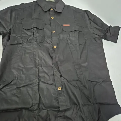 Men's Black Outdoor Shirt, Size 5XL, with Chest Pockets