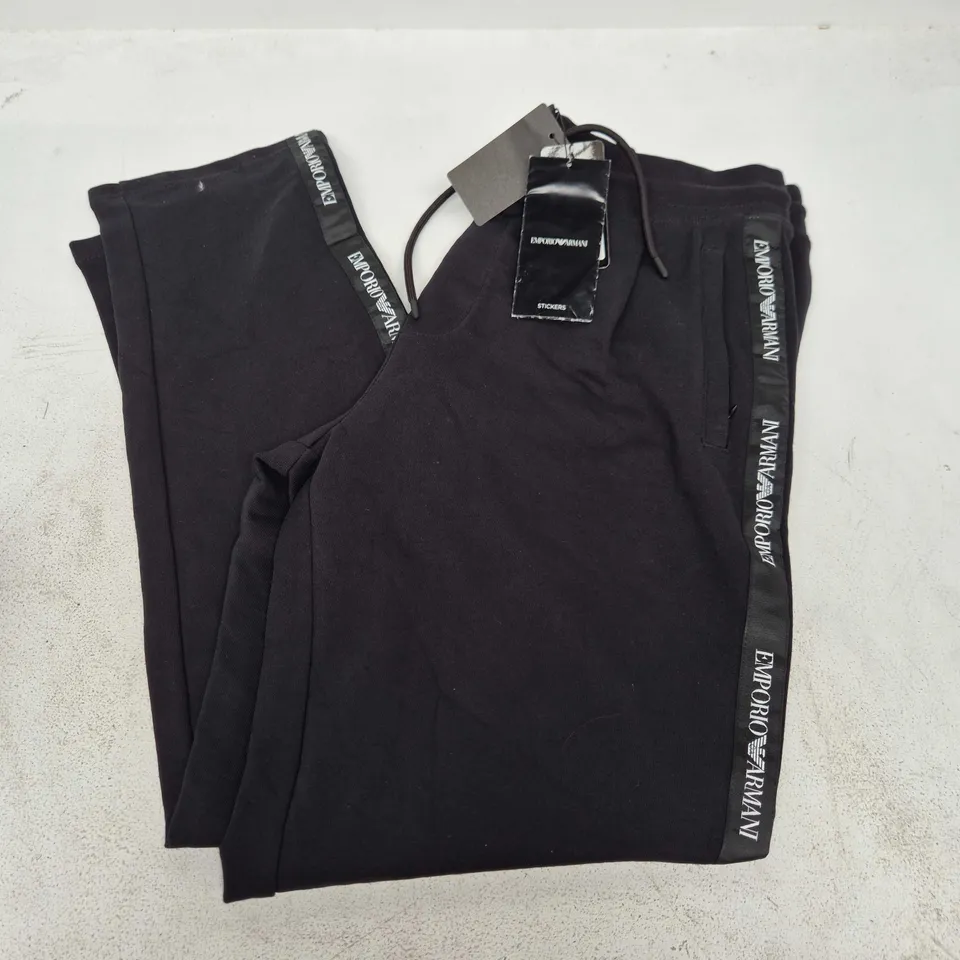 EMPORIO ARMANI TRACKSUIT BOTTOMS IN BLACK - LARGE
