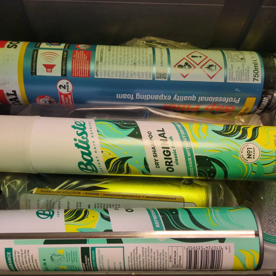 APPROXIMATELY 10 ASSORTED AEROSOLS TO INCLUDE SOUDAL SOUDAFOAM GAP FILLER, SATIN CARE GEL, TURBOJET SANITISER, ETC - COLLECTION ONLY