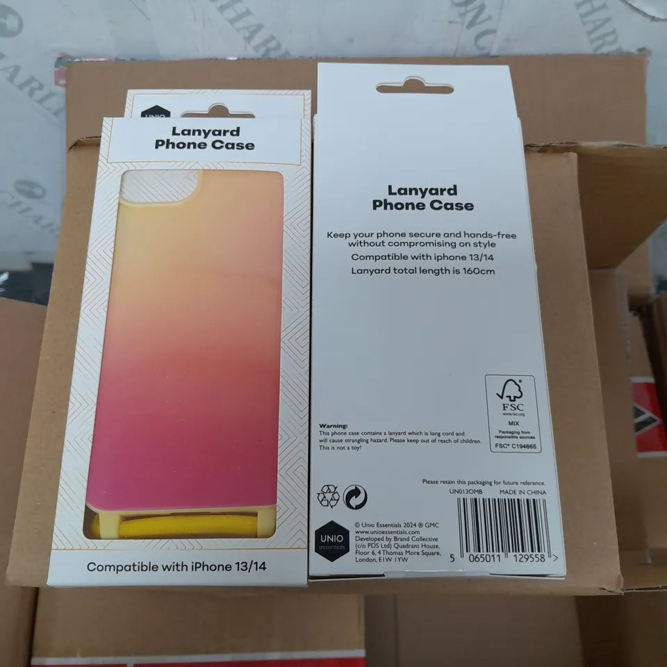 LOT OF 48 BRAND NEW BOXED LANYARD PHONE CASES FOR IPHONE 13/14 - OMBRE