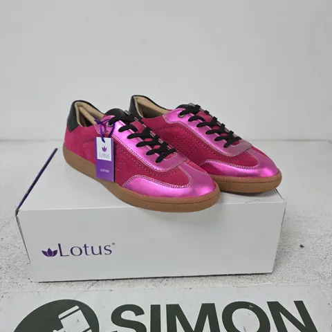 LOTUS PINK METALLIC LEATHER TRAINERS – WOMEN'S UK 3.5