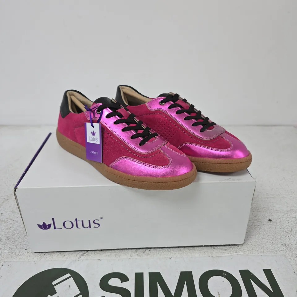 LOTUS PINK METALLIC LEATHER TRAINERS – WOMEN'S UK 3.5