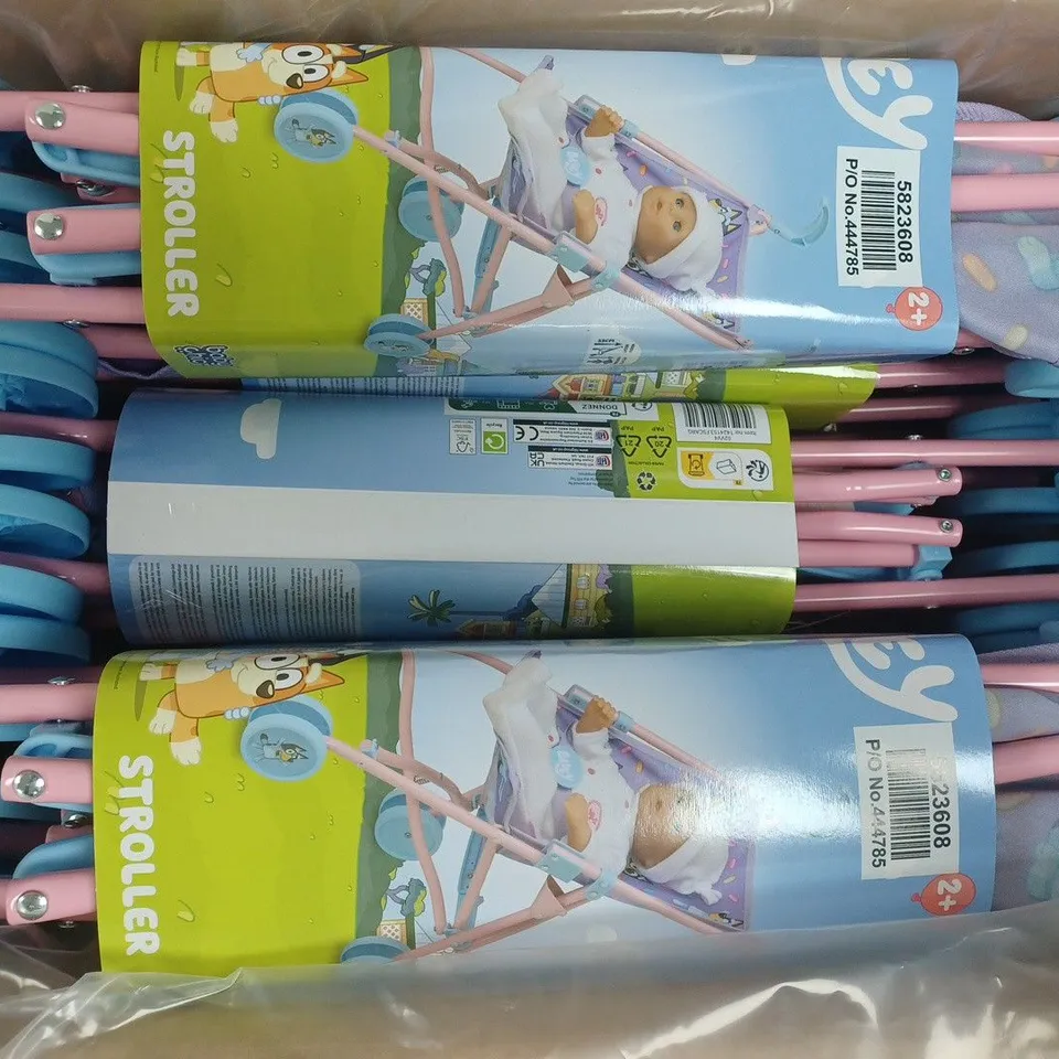 BOX OF APPROXIMATELY 12 BLUEY DOLL STROLLERS