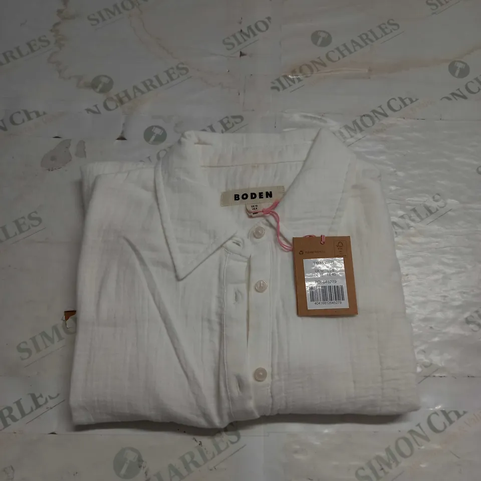 WOMENS BOWDEN WHITE OVER SHIRT - SIZE 12
