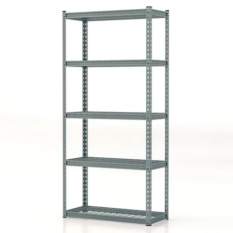 BOXED 5-TIER STORAGE SHELVES, 35.5" X 15.5" X 72" UTILITY RACK SHELF - GREY