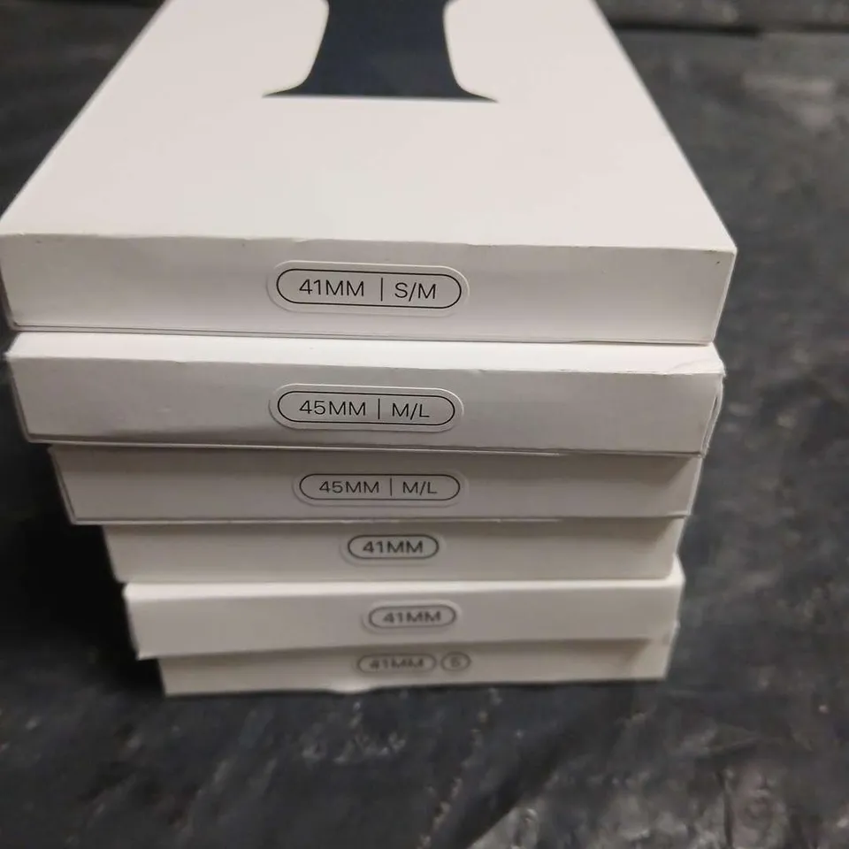 LOT OF 6 APPLE WATCH SPORT BANDS IN ASSORTED COLOURS AND SIZES