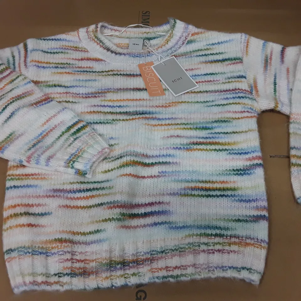 ICHI KNITTED JUMPER IN WHITE MULTI - XS