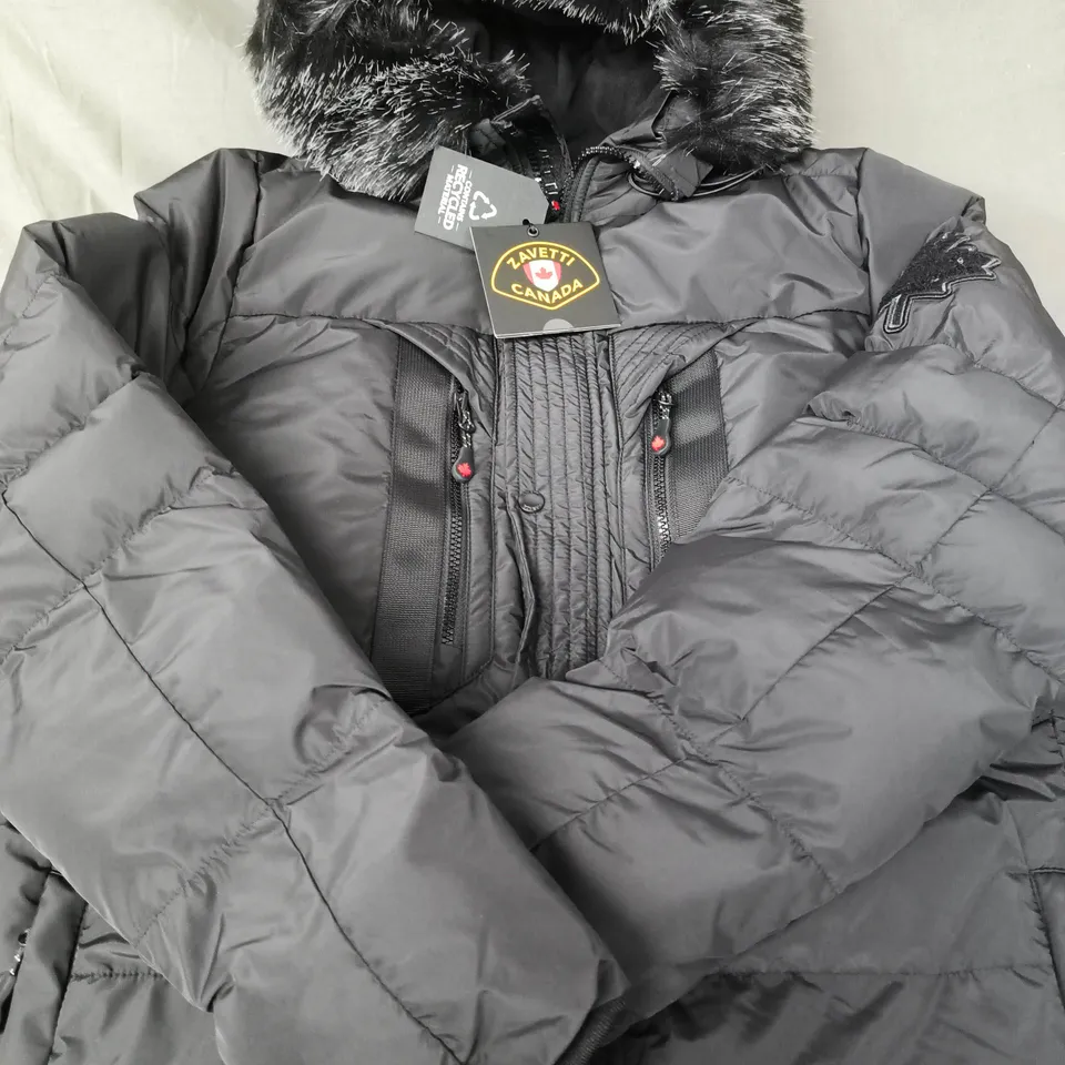 ZAVETTI CANADA TAILLIO LONG PUFFER JACKET – JET BLACK – SIZE S