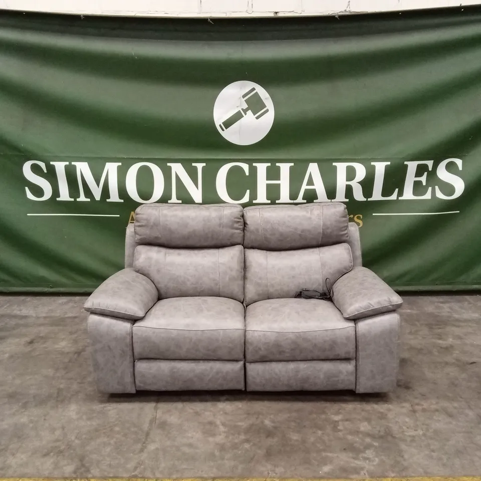QUALITY DESIGNER ITALIAN MADE PATRIZIO 2 SEATER ELECTRIC RECLINER LEATHER SOFA - FOSSIL
