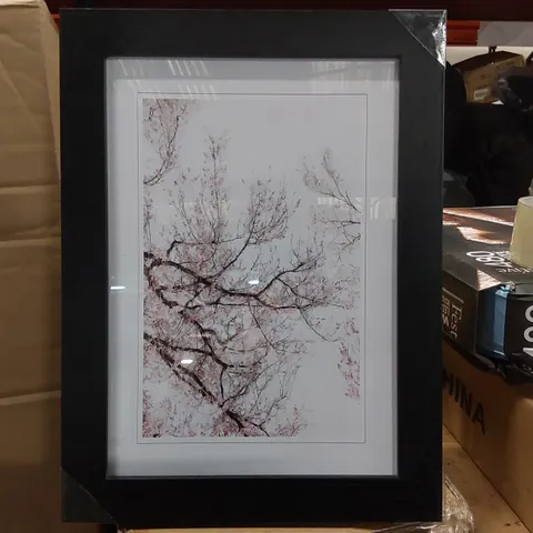 BOXED A PINK CHERRY BLOSSOM TREE ABSTRACT PICTURE FRAME PAINTING PRINT