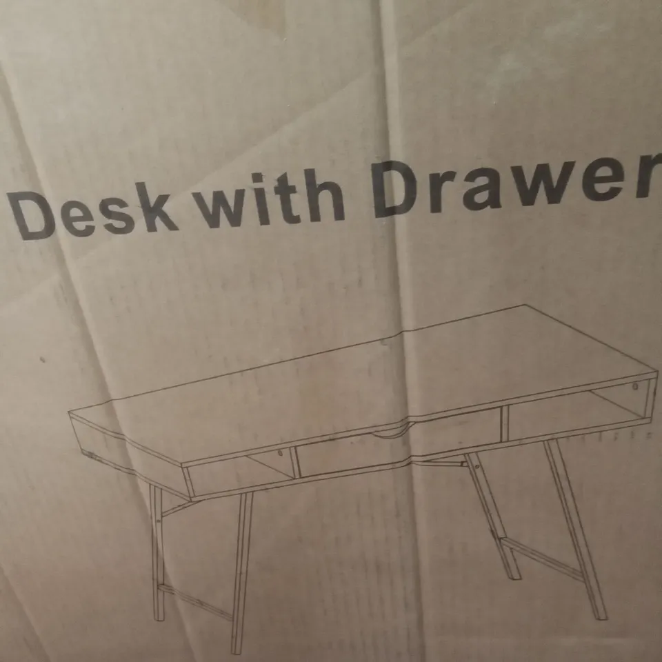 BOXED COTTONDALE DESK WITH DRAW - WOODGRAIN 