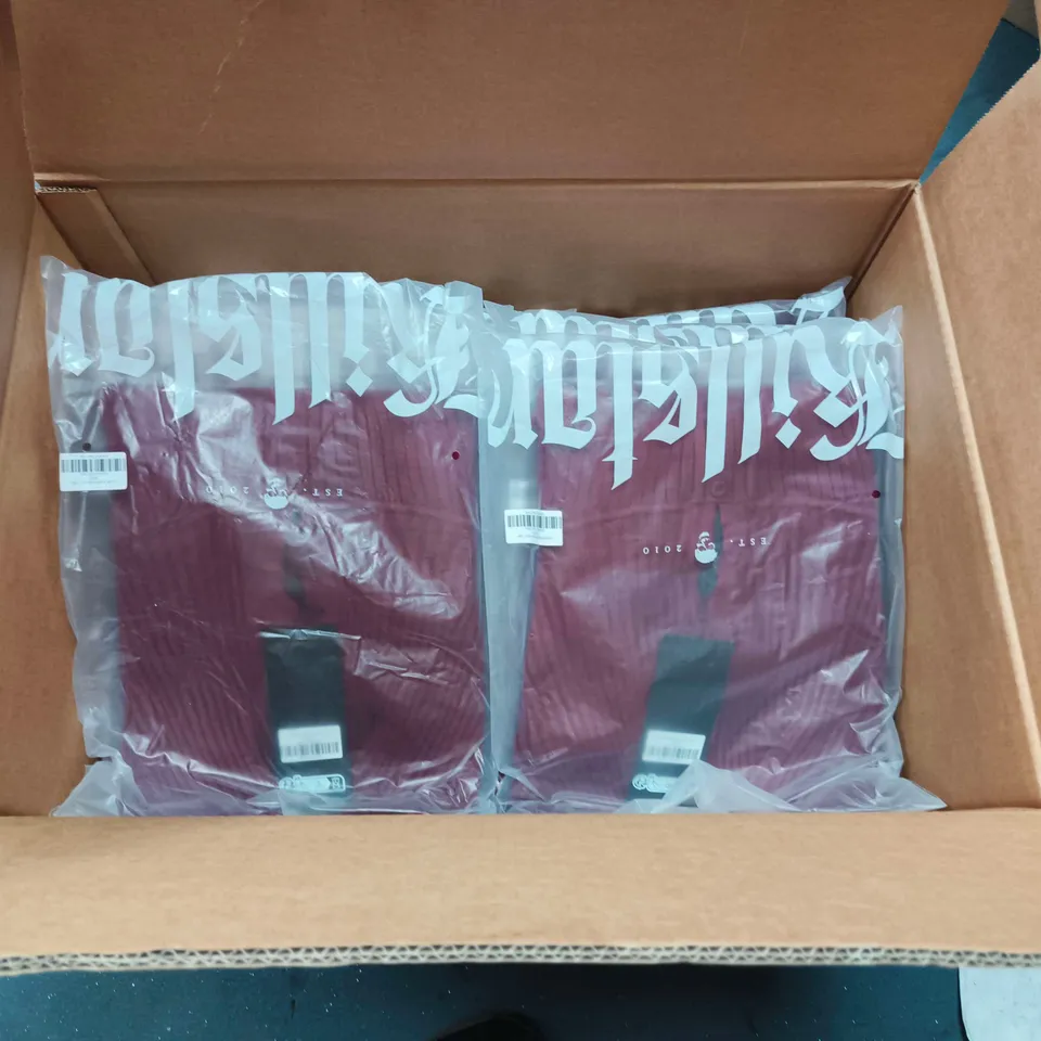LOT OF APPROXIMATELY 209 BRAND NEW KILLSTAR DUSK EMPRESS KNIT TOPS IN RED - VARIOUS SIZES