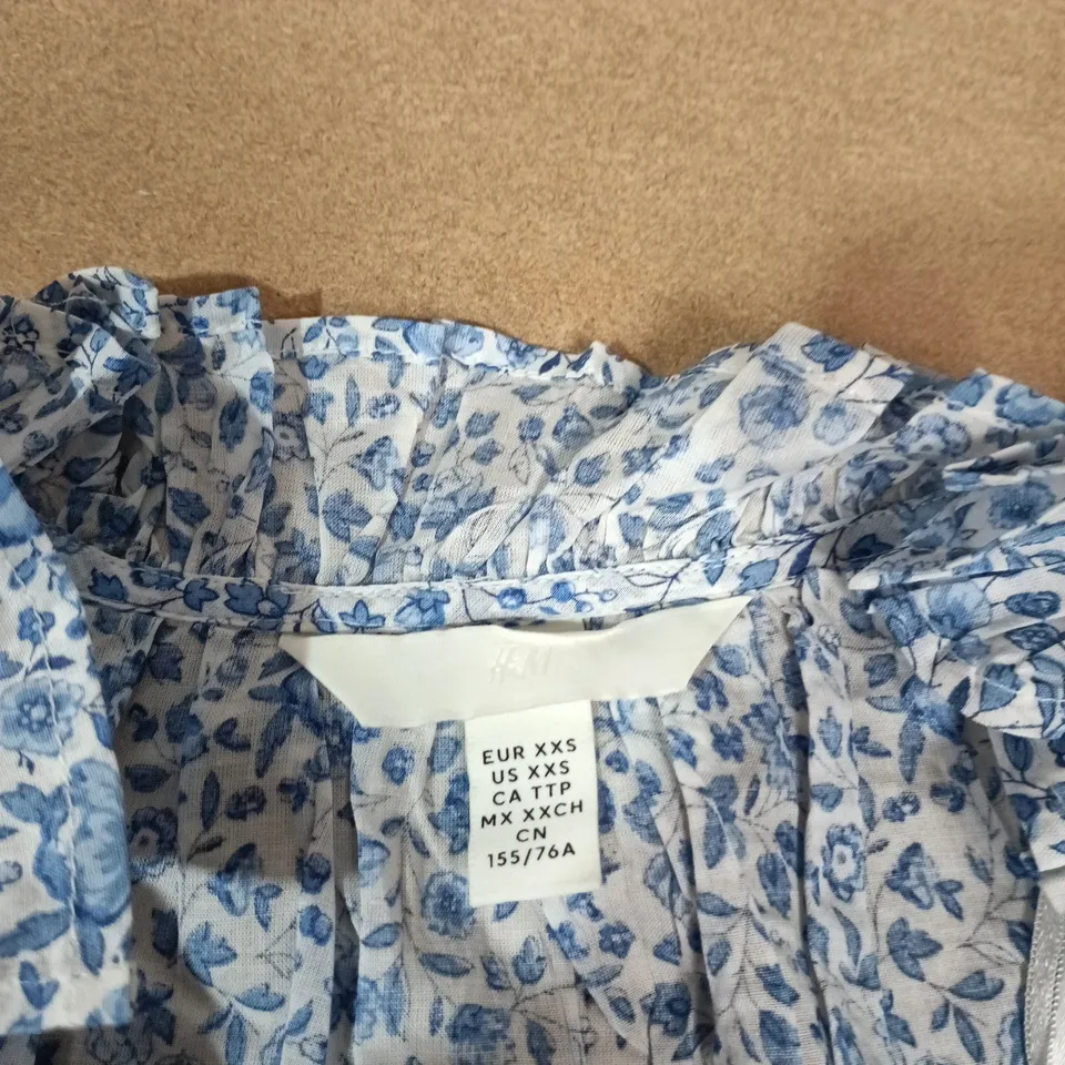 H&M WOMEN'S FLORAL PRINT DRESS – BLUE FLORAL, UK 4 (EU XXS)