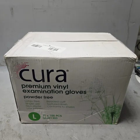 BOXED CURA PREMIUM VINYL GLOVES - 10 X 100 PCS - L