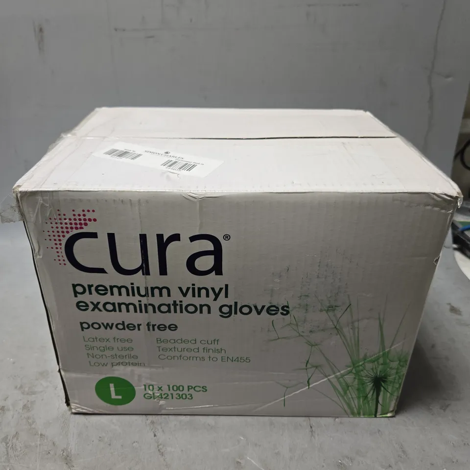 BOXED CURA PREMIUM VINYL GLOVES - 10 X 100 PCS - L