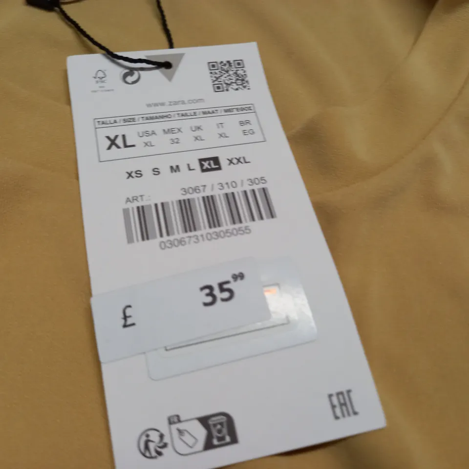 ZARA RUCHED DRESS IN YELLOW - UK XL