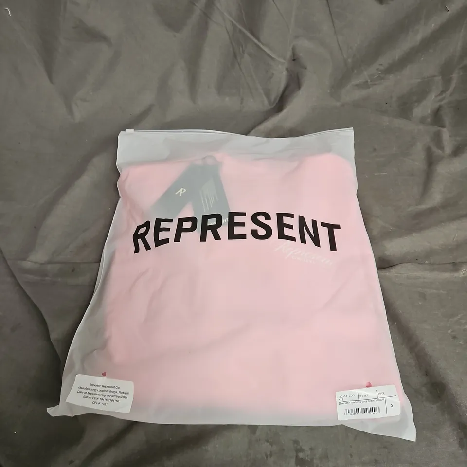 REPRESENT OWNER'S CLUB SCRIPT HOODIE IN PINK SIZE S