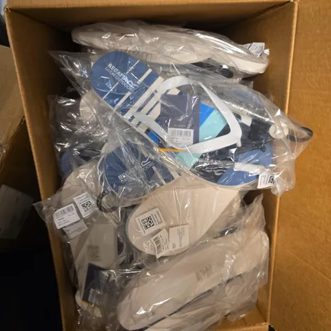 BOX OF APPROXIMATELY 20 ASSORTED BRAND NEW REGATTA ITEMS TO INCLUDE: BALI BLUE STRIPE SANDALS 