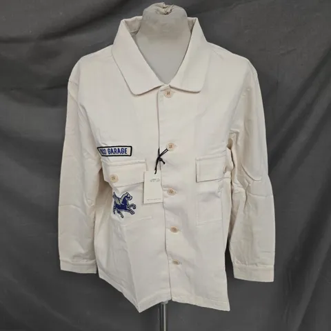 P&CO OVERSHIRT IN CREAM/BLUE SIZE M