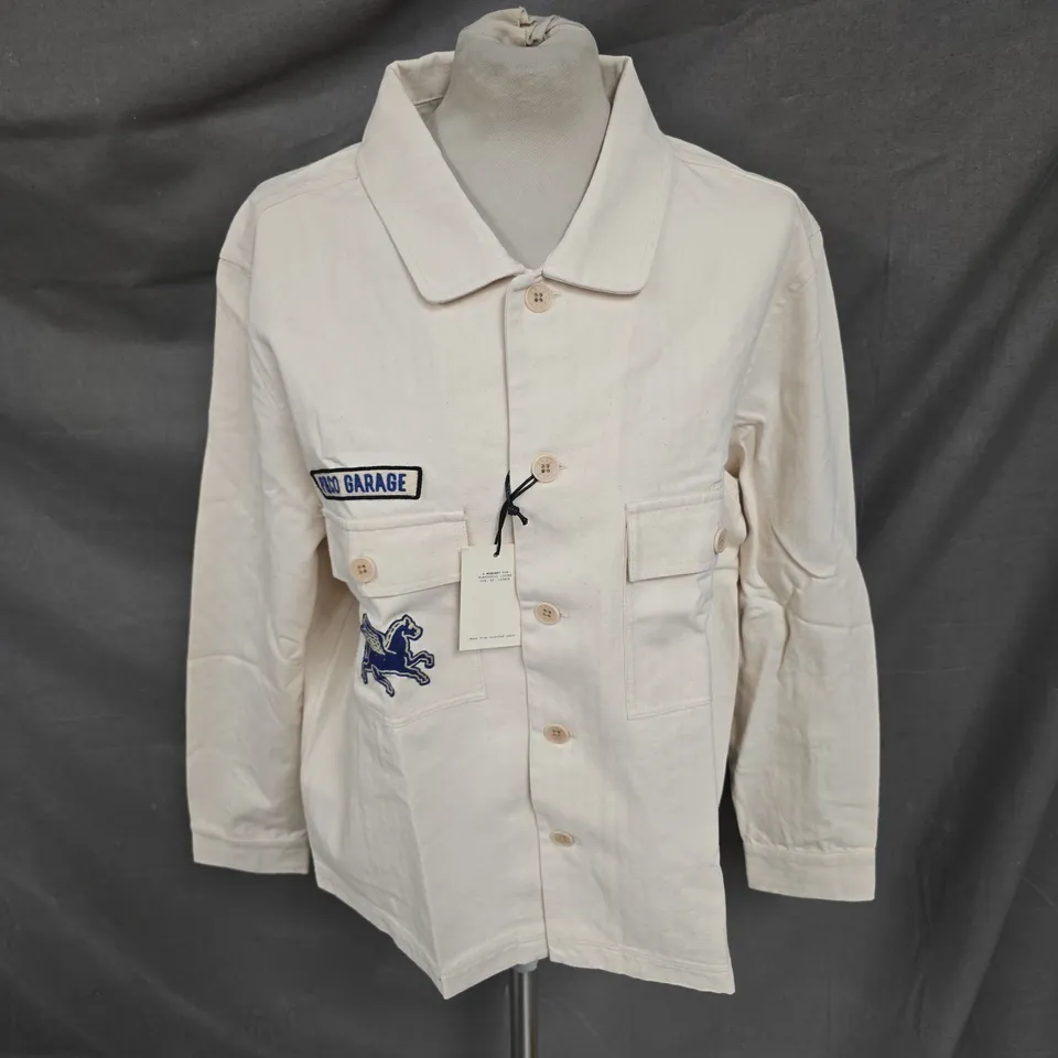 P&CO OVERSHIRT IN CREAM/BLUE SIZE M