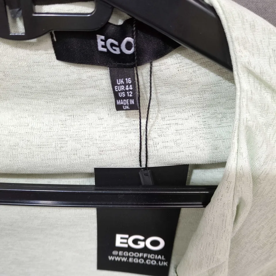 EGO WOMEN’S DRAPED WRAP CARDIGAN – UK SIZE 16 – LIGHT SAGE