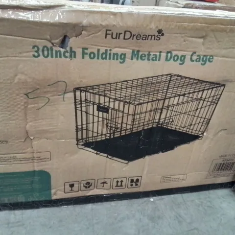 BOXED 30INCH FOLDING METAL DOG CAGE