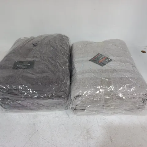 LOT OF 2 BAGGED SUPERSOFT 90X150CM BATH SHEETS - 2 SHADES OF GREY