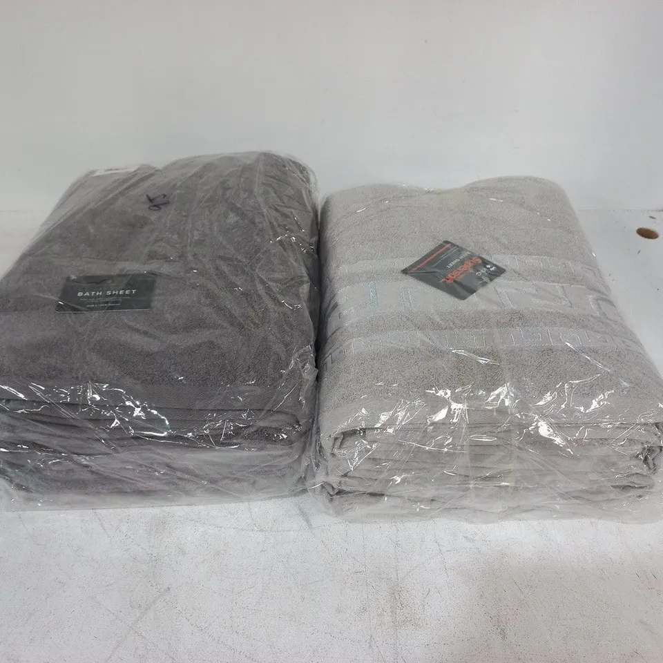 LOT OF 2 BAGGED SUPERSOFT 90X150CM BATH SHEETS - 2 SHADES OF GREY