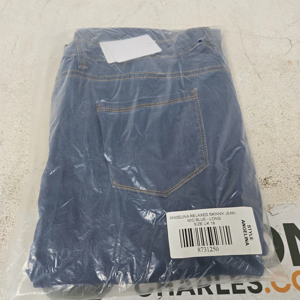 ANGELINA RELAXED SKINNY JEANS, MID BLUE, LONG – UK 18