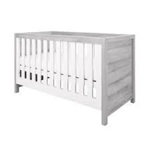 BOXED TUTTI BAMBINI MODENA COT BED - GREY ASH AND WHITE FINISH (2 BOXES)