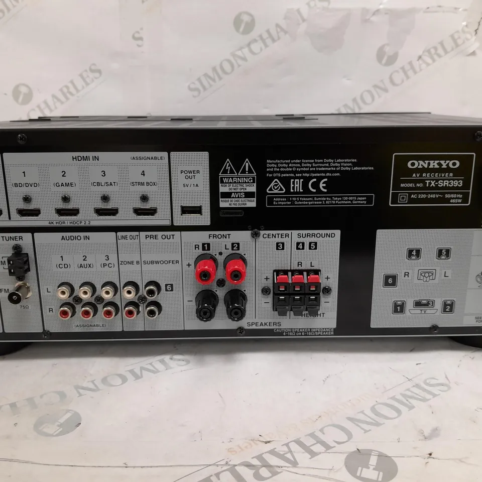 BOXED ONKYO TX-SR393 AMPLIFIER IN BLACK