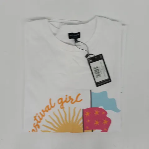 SOUTH BEACH FESTIVAL PRINTED OVERSIZED T-SHIRT IN WHITE SIZE LARGE