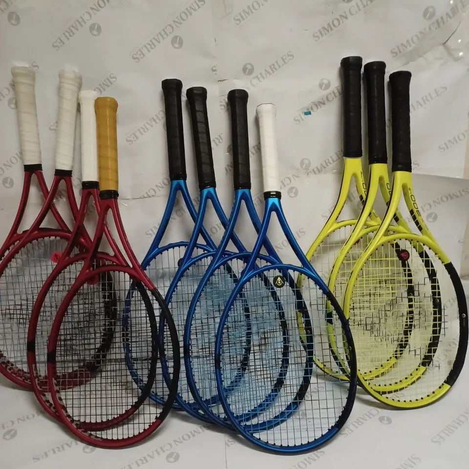 DUNLOP PERFORMANCE THERMOS TENNIS RACKET SET WITH CASE, INCLUDES 11 RACKETS  