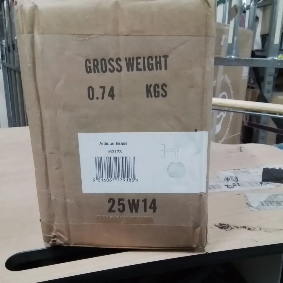 BOXED WALL MOUNTED LIGHT ANTIQUE BRASS