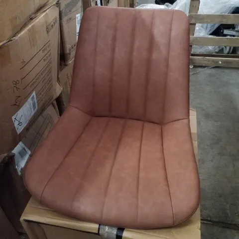 BOXED SET OF 4 BROWN FAUX LEATHER DINING CHAIRS