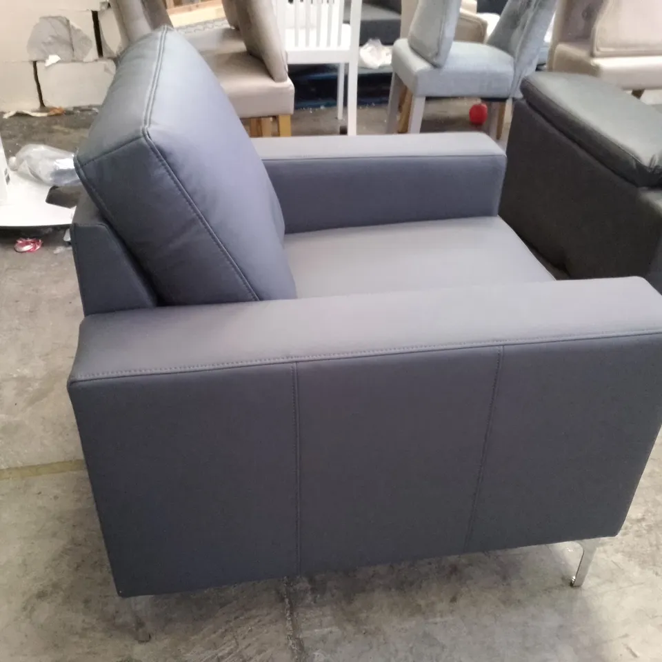 QUALITY DESIGNER BALTIMORE ARMCHAIR - GREY LEATHER