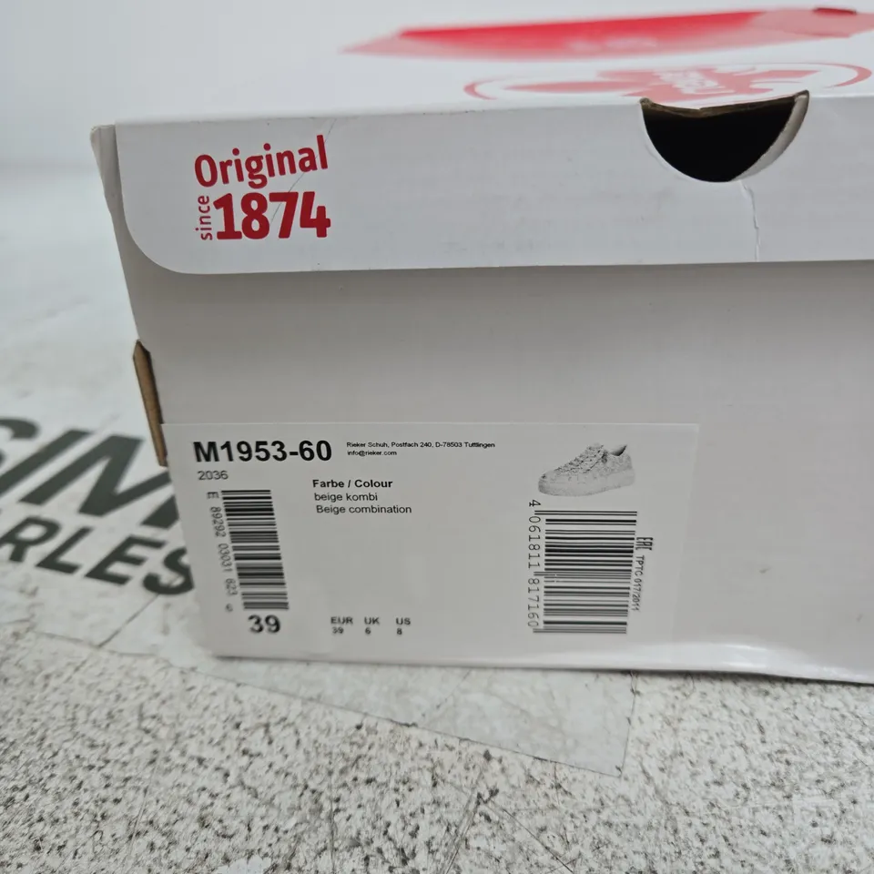 RIEKER M1953-60 BEIGE/SILVER LACE-UP SNEAKERS – UK 6 (EU 39)