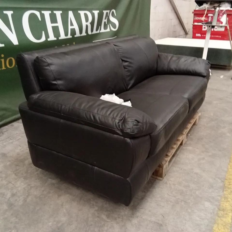MARLOW ITALIAN LEATHER 3 SEATER SOFA - BLACK RRP £1399