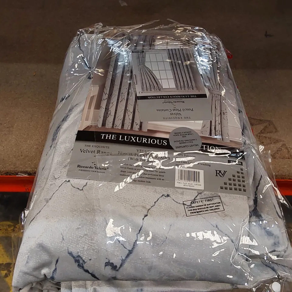 BAGGED ODELE VELVET ROOM DARKENING PENCIL PLEAT CURTAINS - SILVER, SET OF 2 // 90 X 72" (1 ITEM)