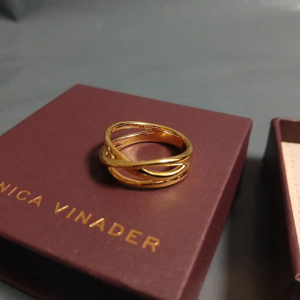 MONICA VINADER GOLD-TONE TRIPLE-BAND RING - 925 STAMP