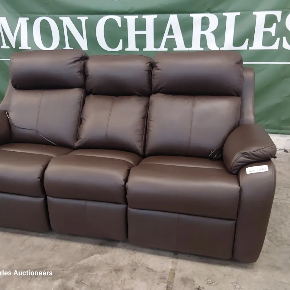 QUALITY BRITISH DESIGNER G PLAN KINGSBURY POWER RECLINING THREE SEATER SOFA CAPRI CHOCOLATE LEATHER 