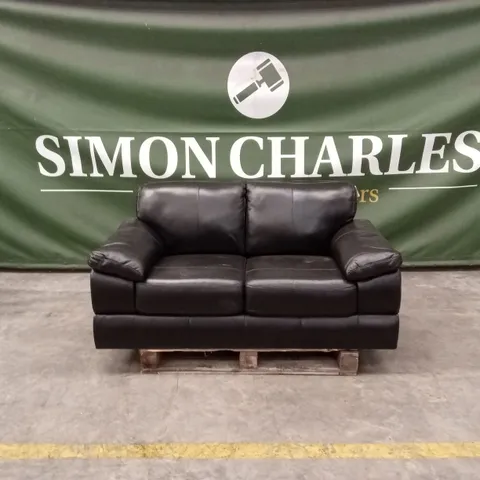 MARLOW ITALIAN LEATHER 2 SEATER SOFA - BLACK