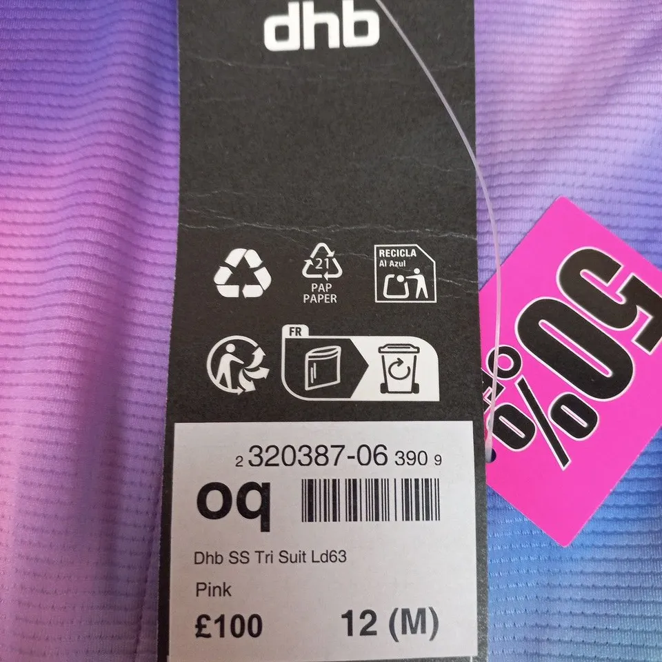DHB SS TRI SUIT – PINK/PURPLE GRADIENT, UK 12 (M)